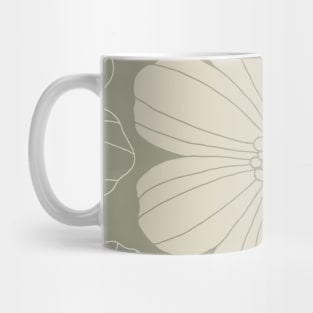 Marsh Mallow Doodle Flower Beige and Sage Green Mug